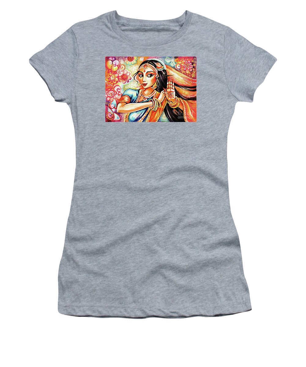 Indian Woman Women's T-Shirt featuring the painting Sun Ray Dance by Eva Campbell