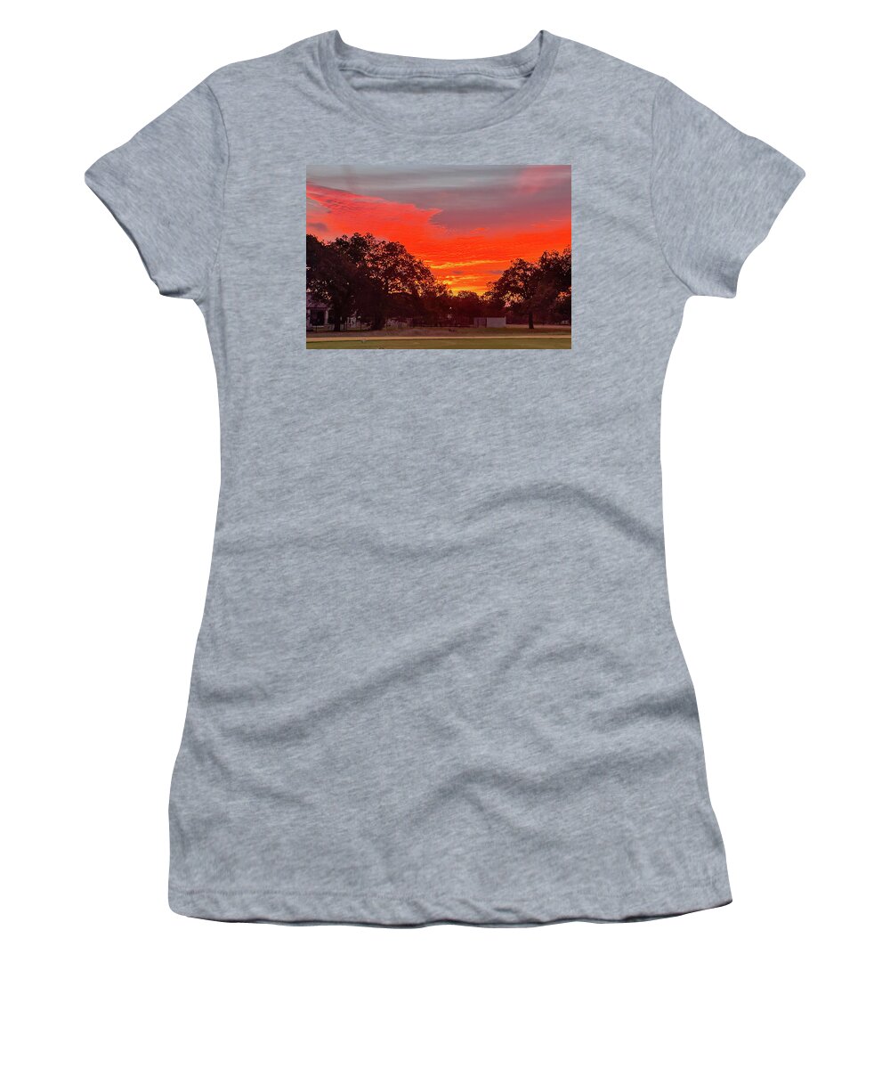 Cimarron Hills Golf Sunrise Women's T-Shirt featuring the photograph Sun Rise - 1st hole Cimarron Hills CC by John Johnson