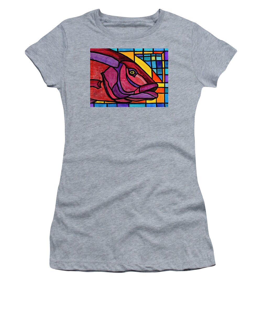 Fishing Women's T-Shirt featuring the painting Sunday Morning Snapper by Steve Shaw