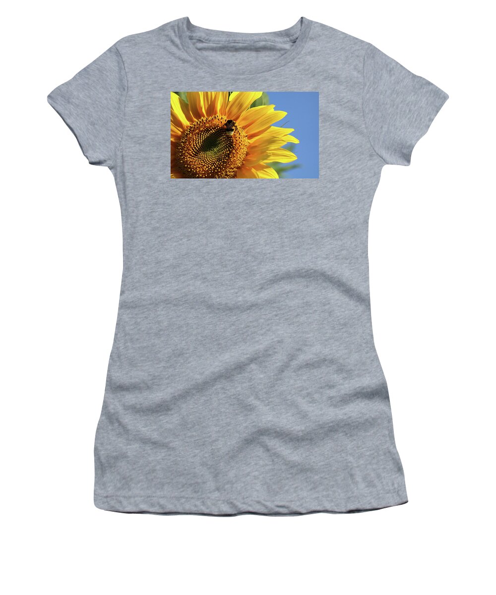 Sunflower Women's T-Shirt featuring the photograph Sunflower and bee by Russell Hinckley