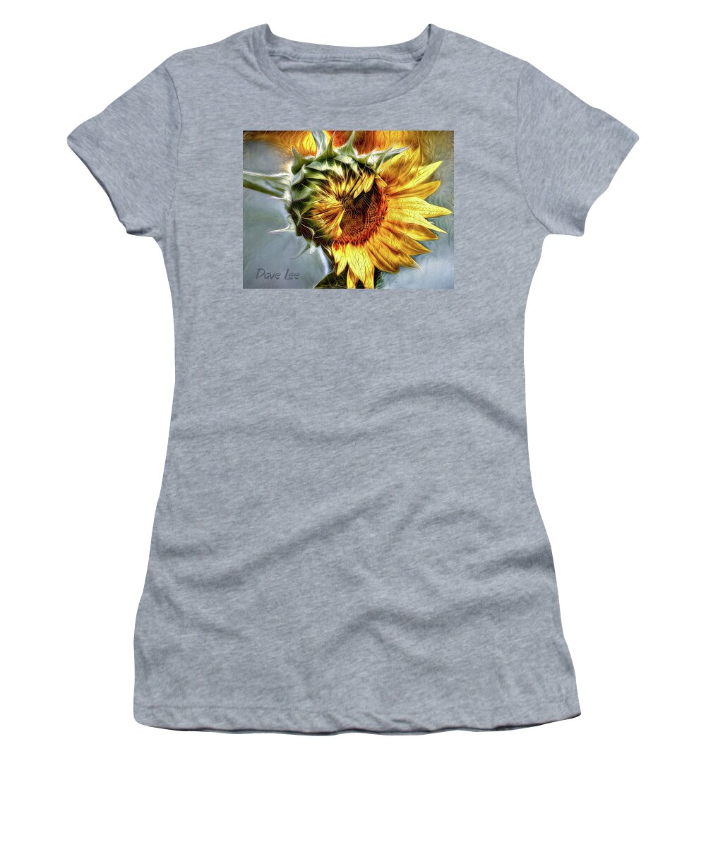 Sunflower Women's T-Shirt featuring the digital art Sunflower Bloom by Dave Lee