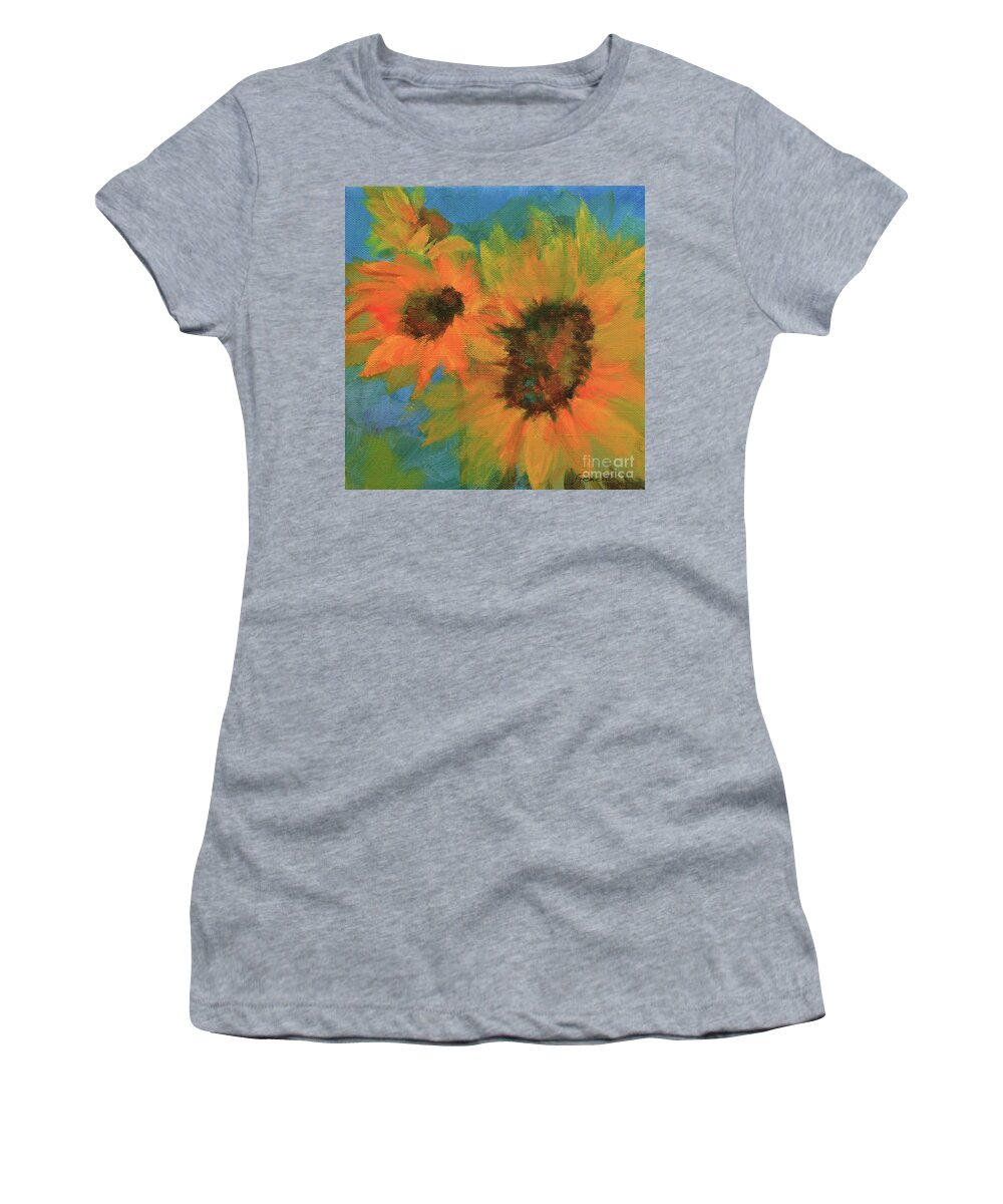 Sunflower Women's T-Shirt featuring the painting Sunflower Love by Jeanette French