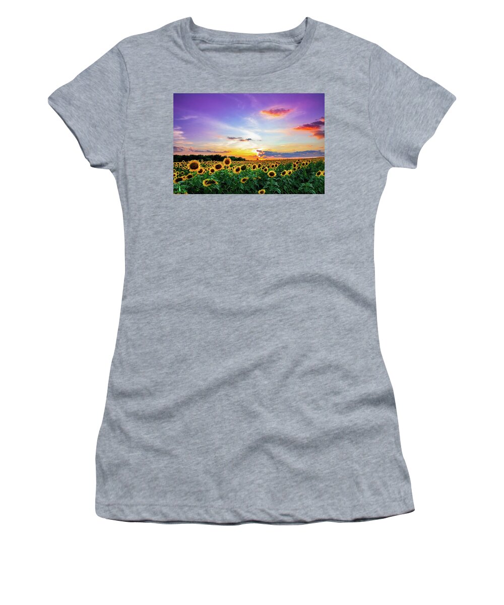 Sunflower Women's T-Shirt featuring the photograph Sunflower Sunset II by KC Hulsman