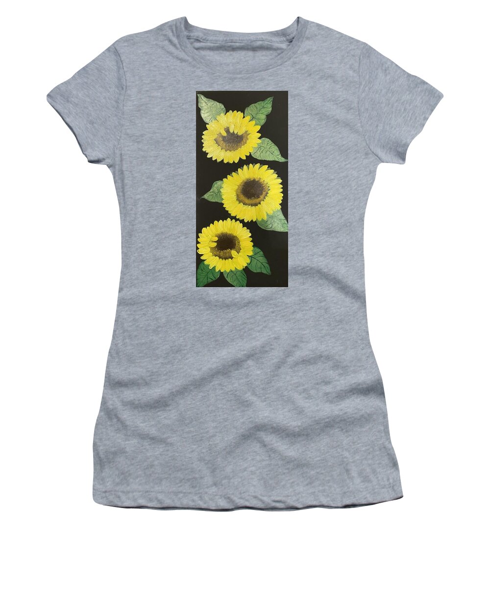 Sunflowers Women's T-Shirt featuring the painting Sunflowers by Debra Vatalaro