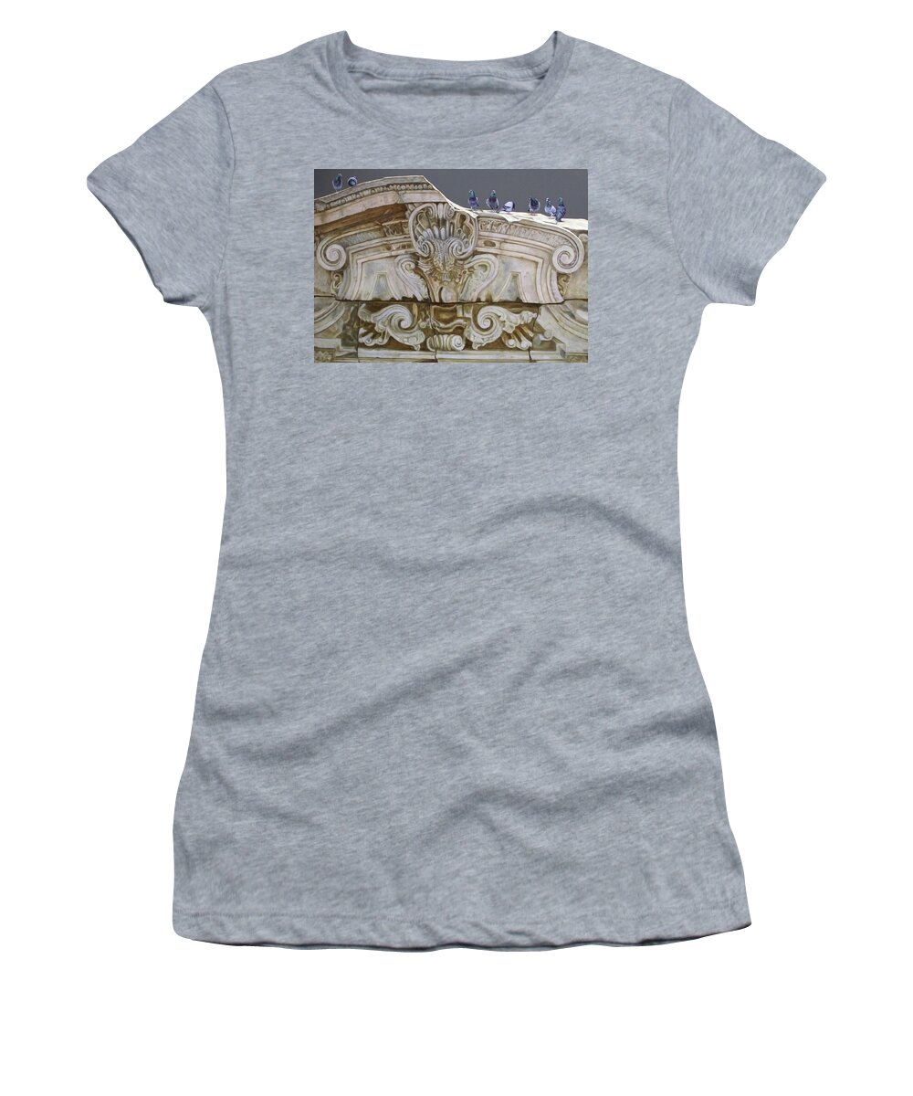 Realism Women's T-Shirt featuring the painting Sunny Day by Zusheng Yu