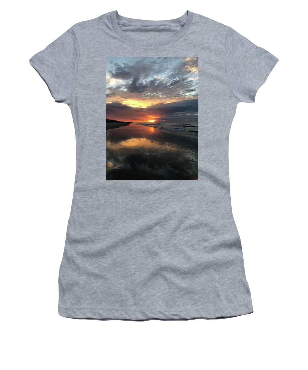 Sunrise Women's T-Shirt featuring the photograph Sunrise at Tosail Beach by Shirley Galbrecht
