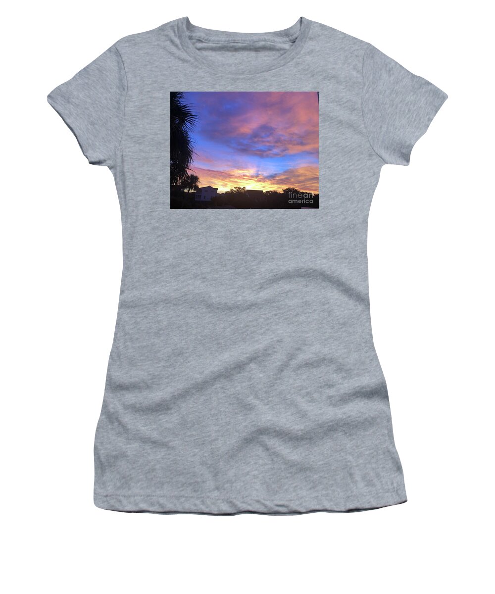 Sunrise Women's T-Shirt featuring the photograph Sunrise Edisto Beach South Carolina by Catherine Wilson