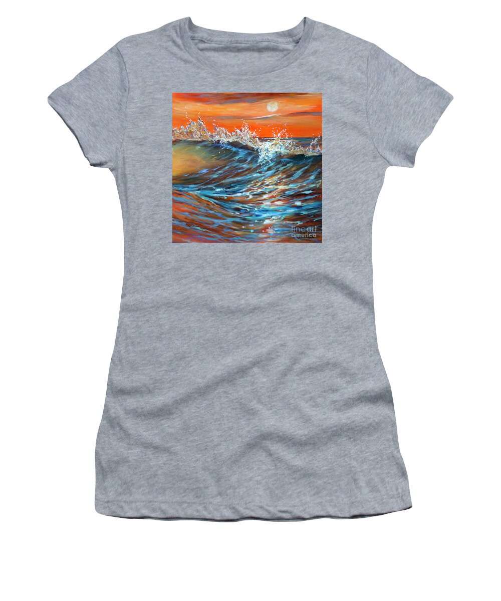 Ocean Women's T-Shirt featuring the painting Sunrise Lace by Linda Olsen