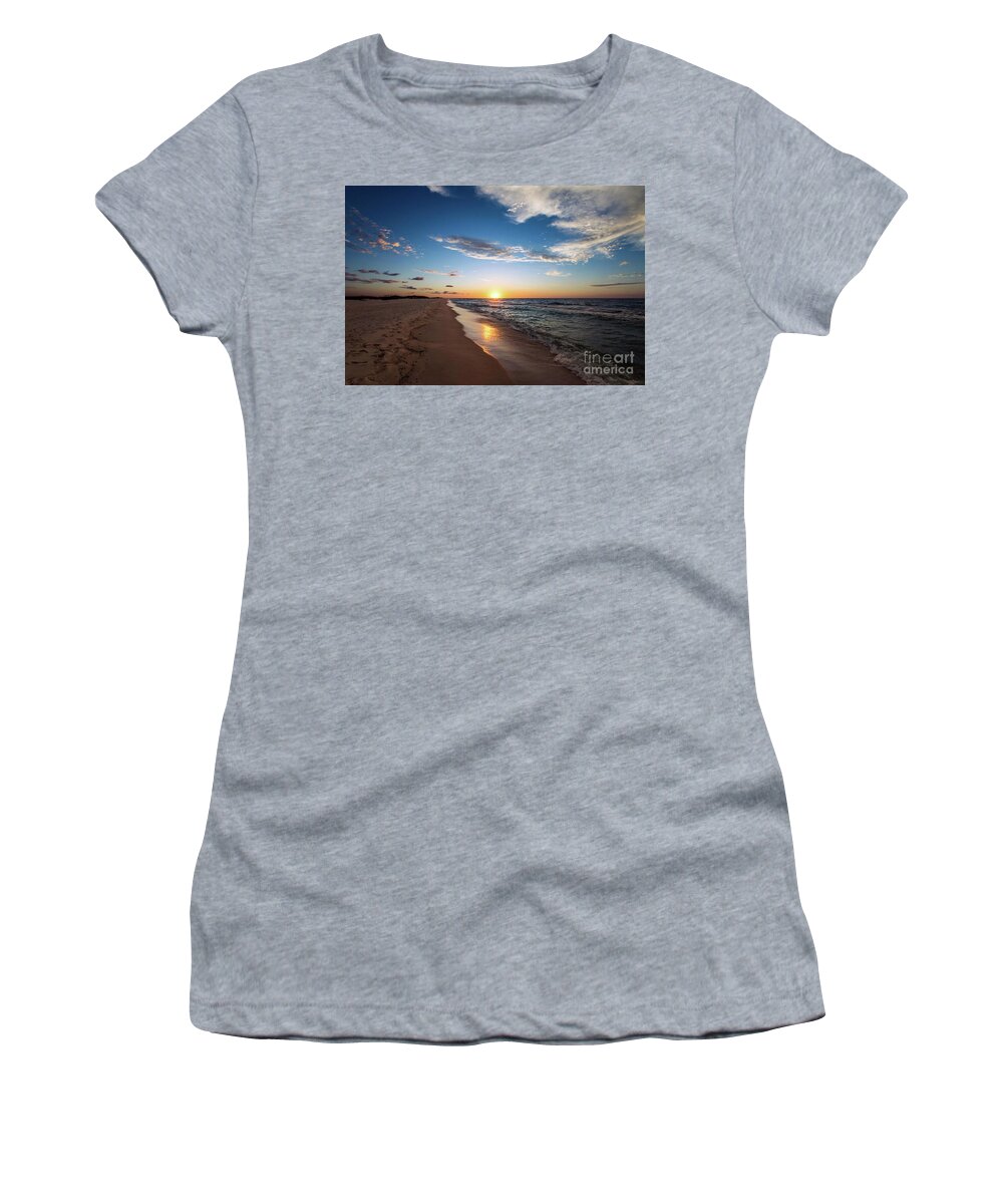 Sun Women's T-Shirt featuring the photograph Sunrise on Opal Beach, Pensacola Beach, Florida by Beachtown Views