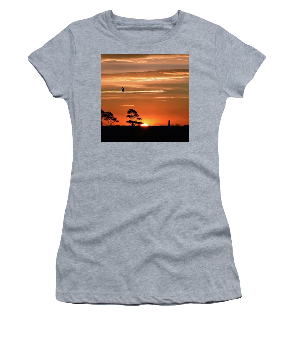 Sunrise Women's T-Shirt featuring the photograph Sunrise over Fenwick Island Square by Bill Swartwout