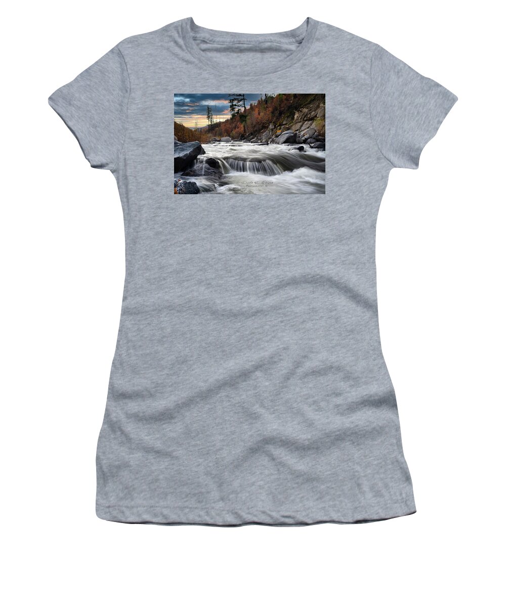 Sunrise Women's T-Shirt featuring the photograph Sunrise Rapids by Devin Wilson
