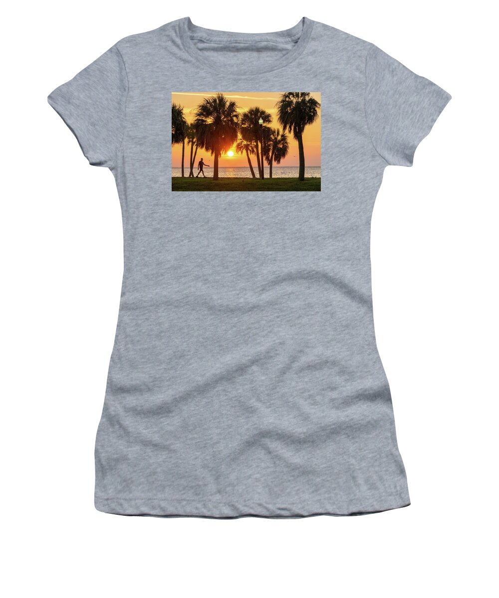 Florida Women's T-Shirt featuring the photograph Sunrise walker by Marian Tagliarino