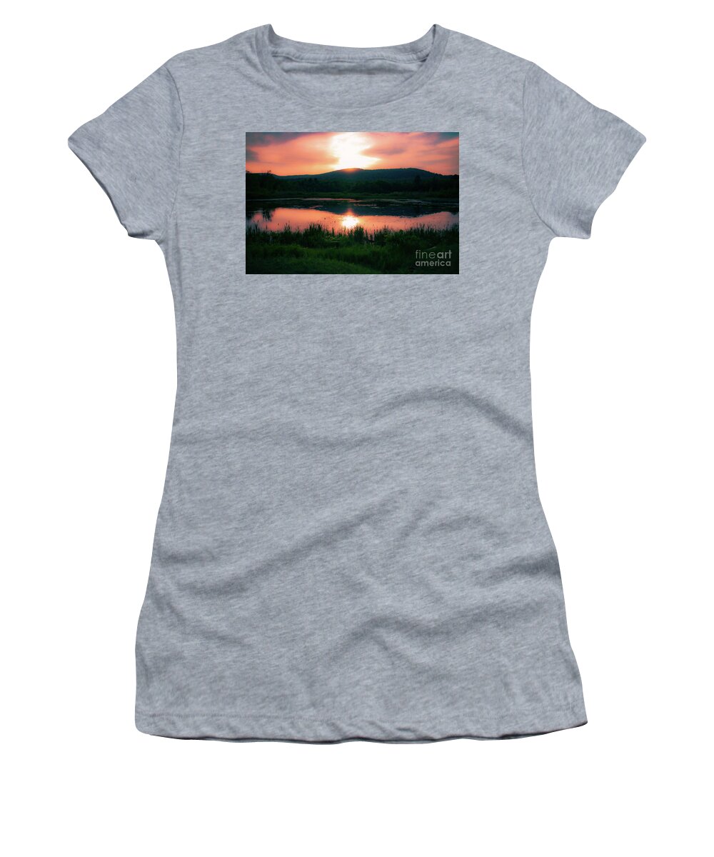 Sunset Women's T-Shirt featuring the photograph Sun's Last Dance by JCV Freelance Photography LLC