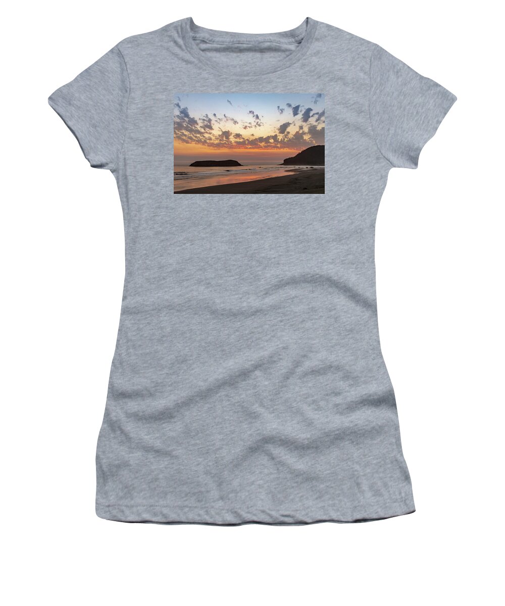 Beach Women's T-Shirt featuring the photograph Sunset at the beach by Ed Clark