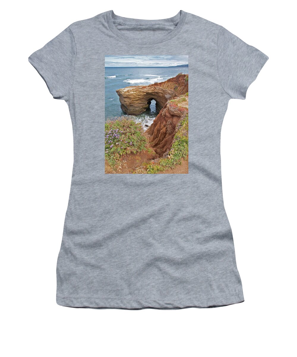 Sunset Cliffs Women's T-Shirt featuring the photograph Sunset Cliffs in Point Loma - San Diego, California by Denise Strahm