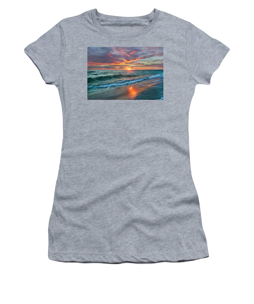 00546381 Women's T-Shirt featuring the photograph Sunset, Gulf Islands Nat'l Seashore by Tim Fitzharris