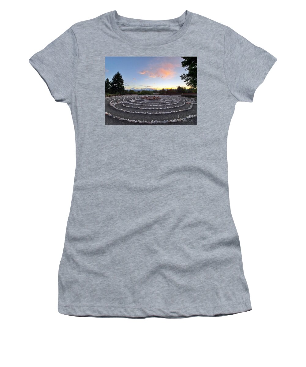 Labyrinth Women's T-Shirt featuring the digital art Sunset Labyrinth Colorado by Mars Besso