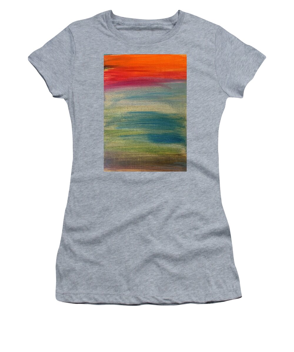 Oil Women's T-Shirt featuring the painting Sunset by Lisa White