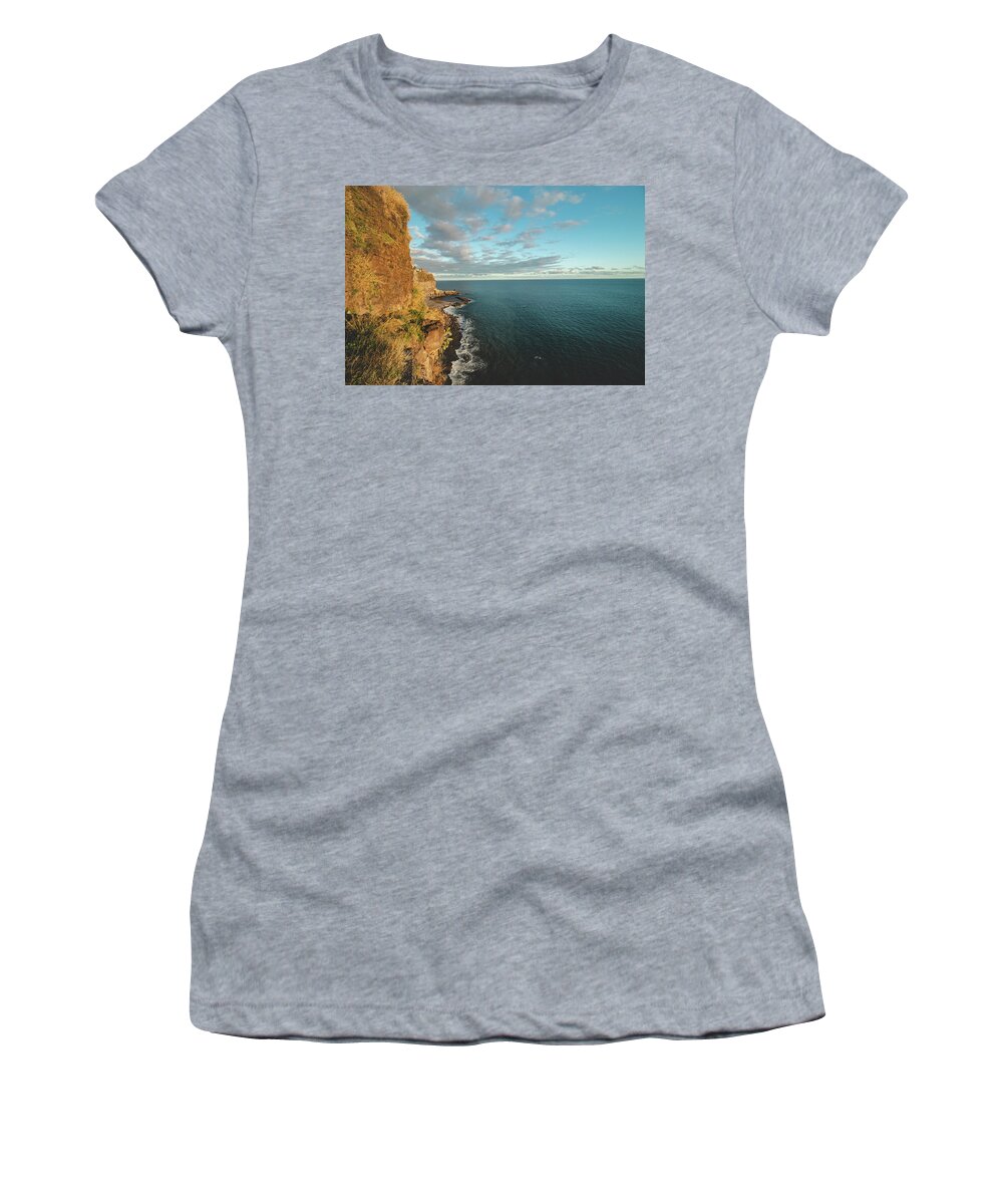 Ponta Do Sol Women's T-Shirt featuring the photograph Sunset on the Atlantic coast. Ponta do Sol by Vaclav Sonnek
