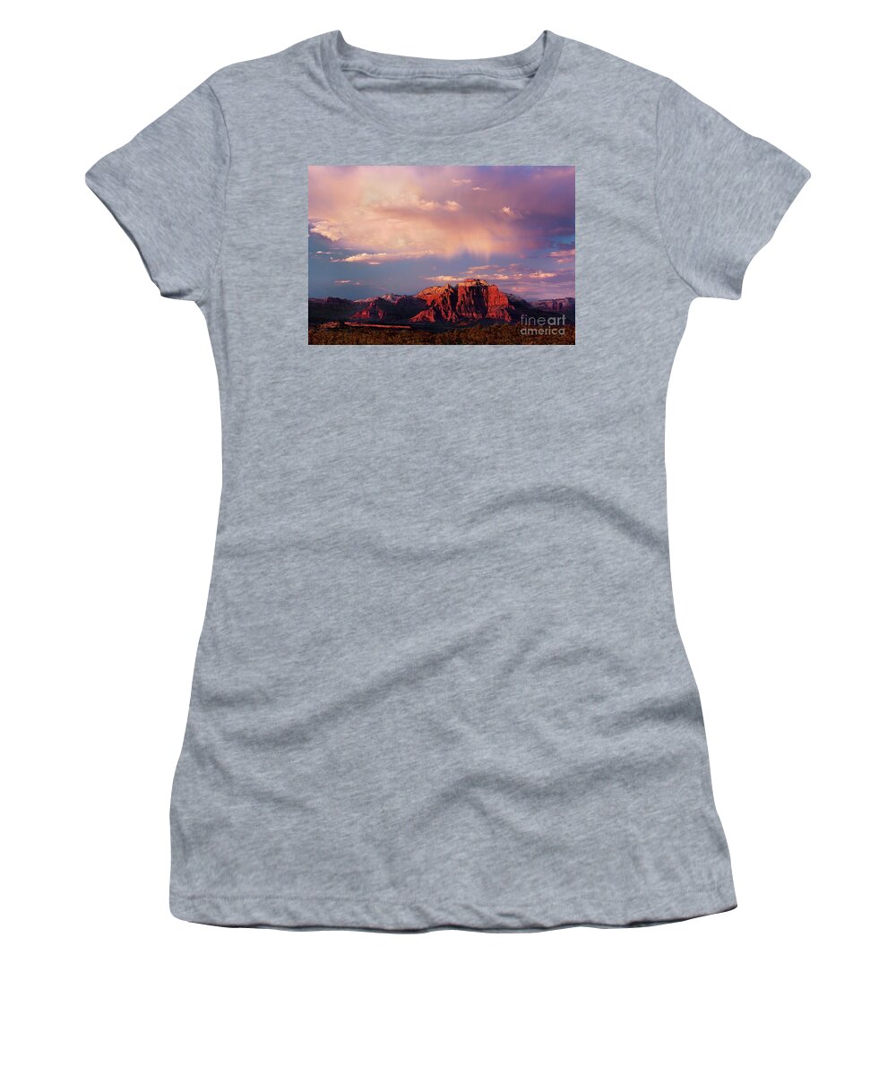 North America Women's T-Shirt featuring the photograph Sunset on West Temple Zion National Park by Dave Welling