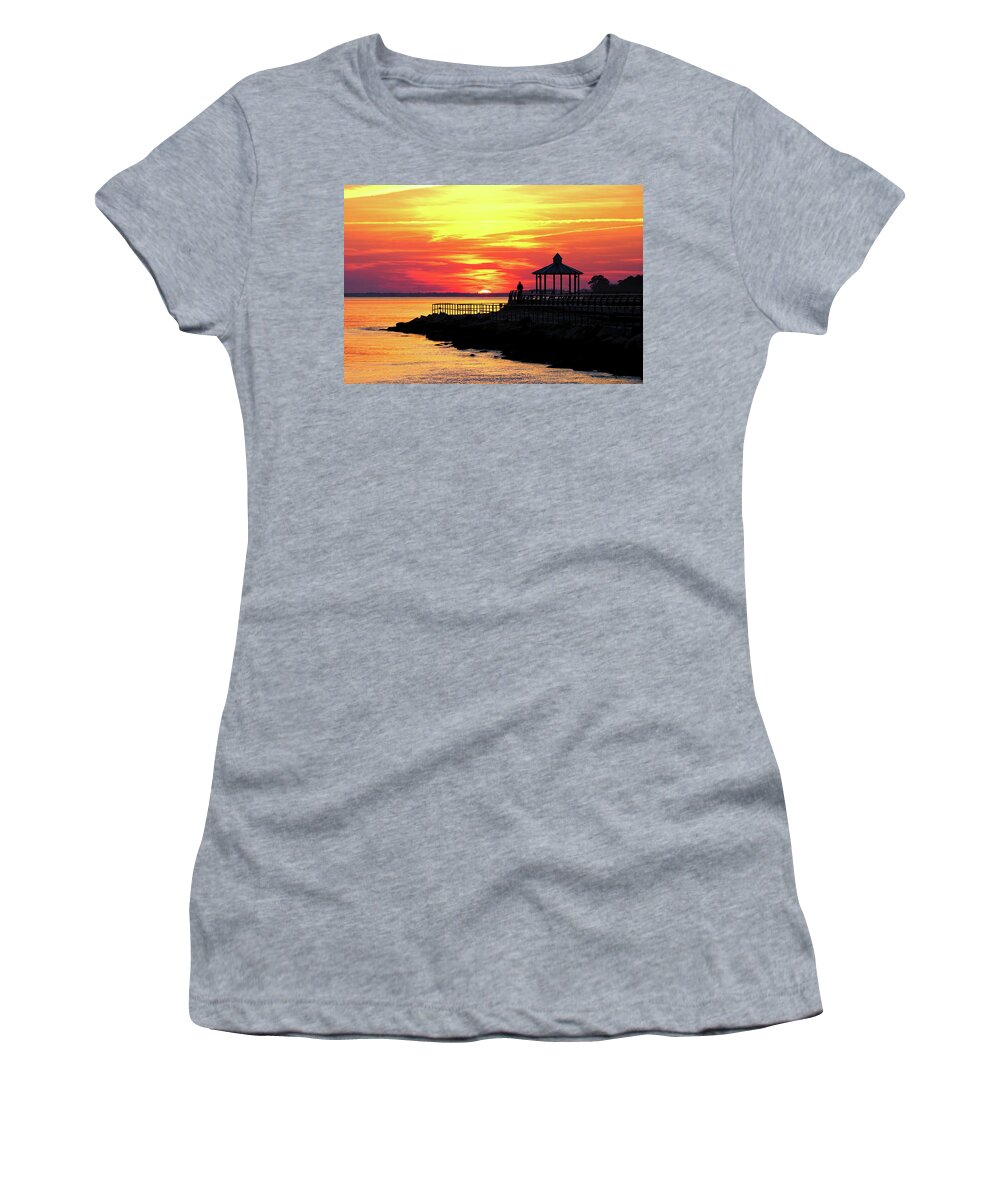Sunset Women's T-Shirt featuring the photograph Sunset Over Indian River Bay by Bill Swartwout