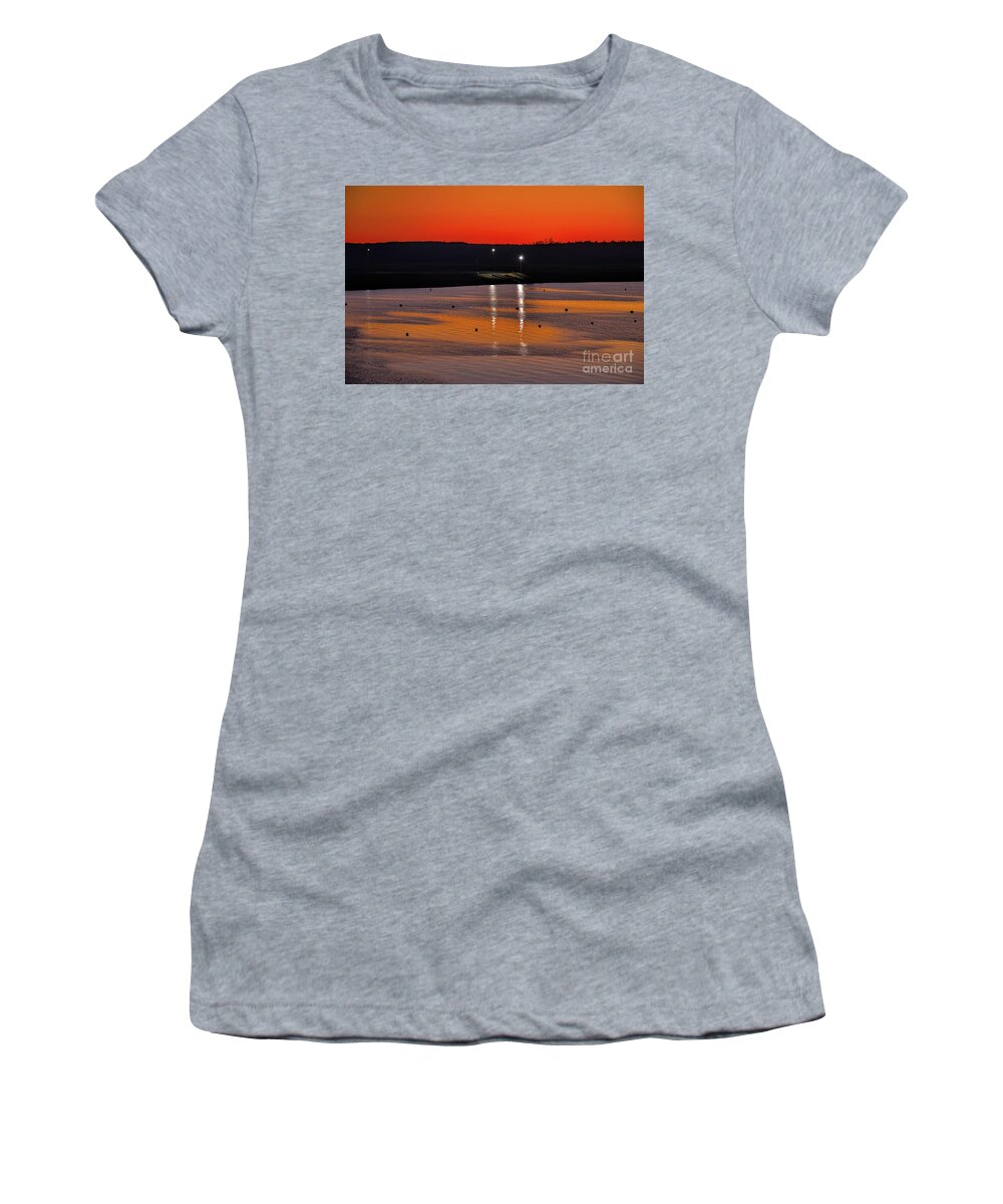 Landscape Women's T-Shirt featuring the photograph Sunset over Lake Texhoma in Purple by Diana Mary Sharpton