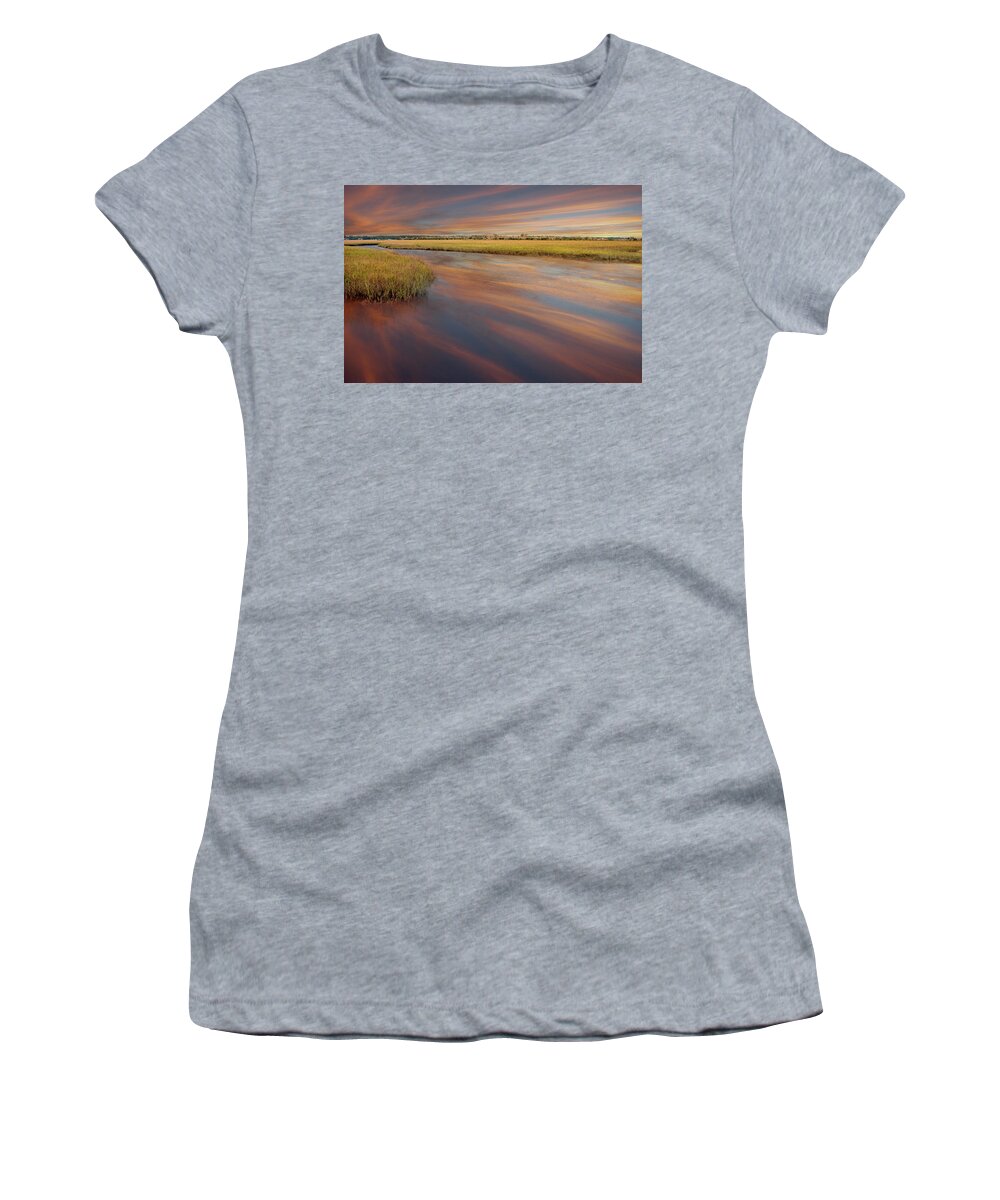 Marsh Women's T-Shirt featuring the photograph Sunset over the Marsh by James C Richardson