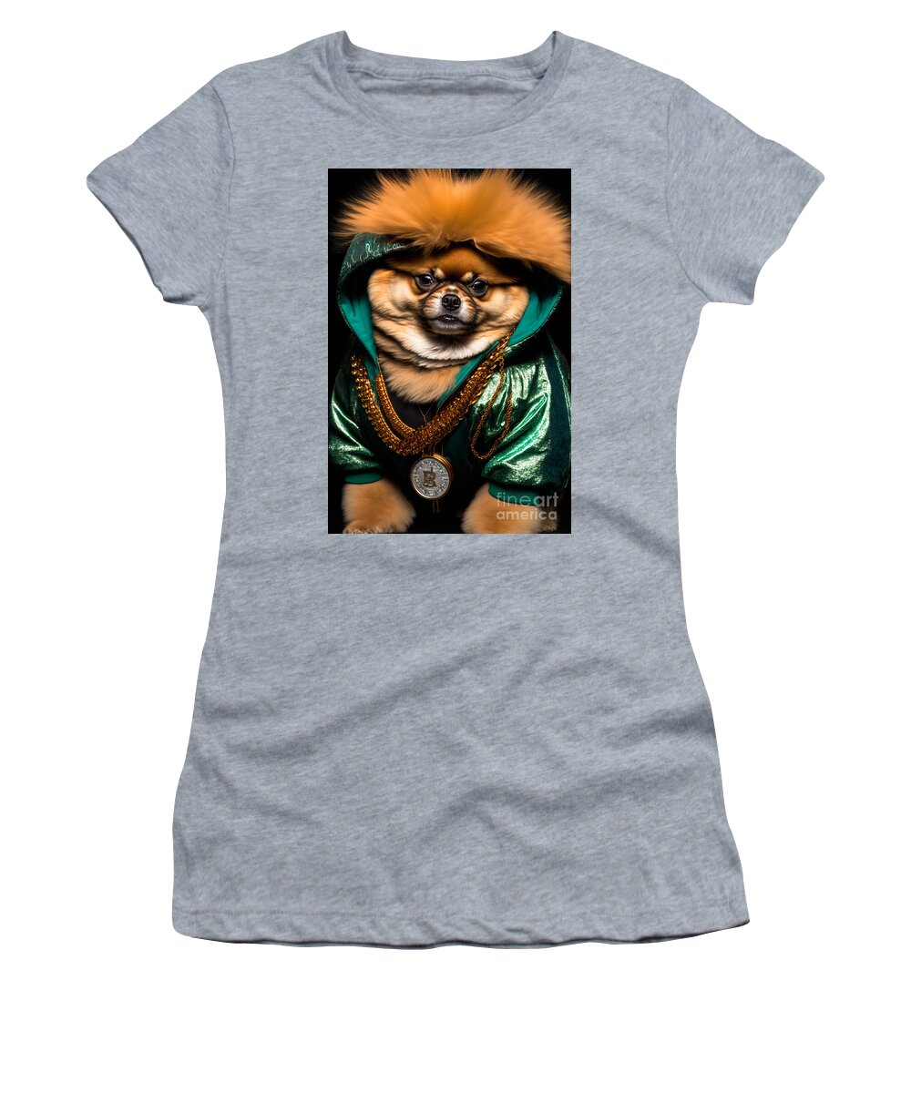 'sup Dawgg Pomeranian Women's T-Shirt featuring the mixed media 'Sup Dawgg Pomeranian by Jay Schankman