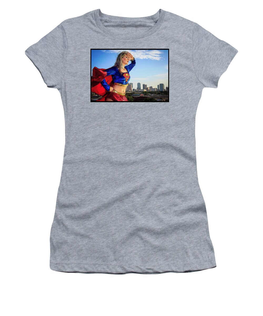 Cosplay Women's T-Shirt featuring the photograph Supergirl #2 by Christopher W Weeks