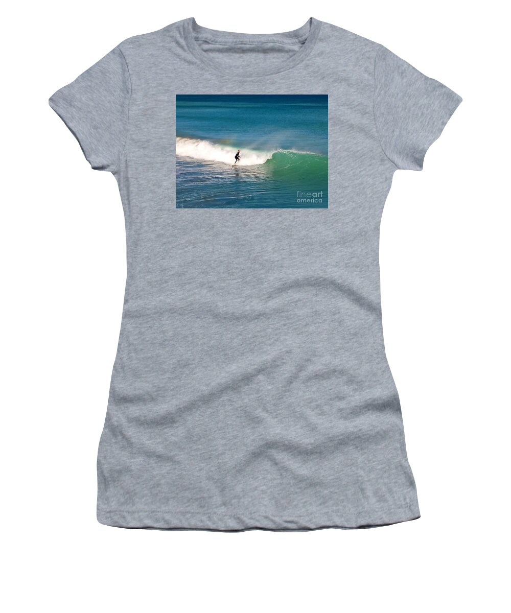 Surf Women's T-Shirt featuring the photograph Surfing Rainbows by Dani McEvoy