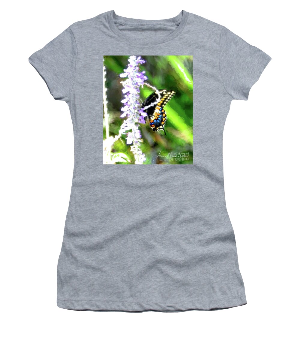 Butterfly Women's T-Shirt featuring the digital art Swallowtail by Alison Belsan Horton