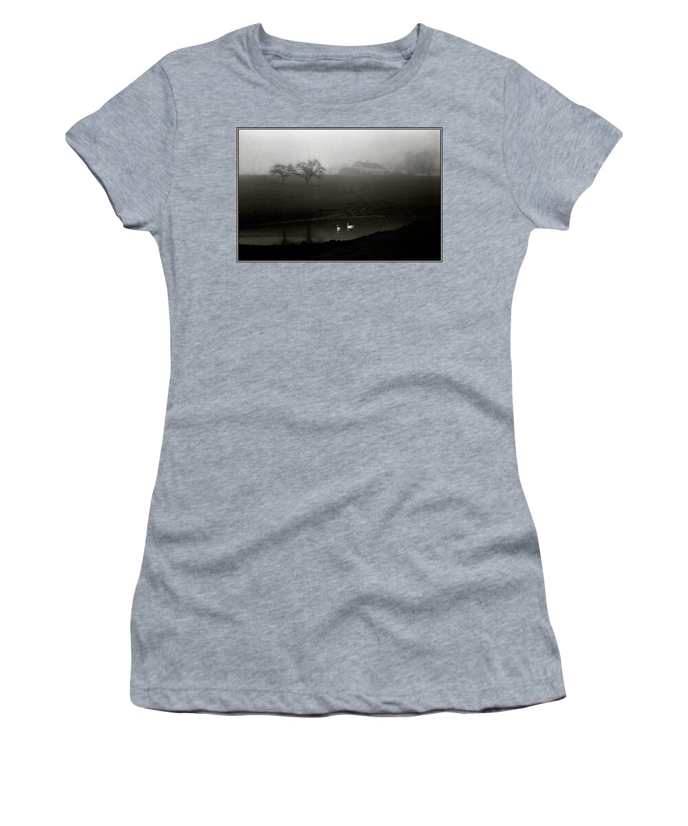 Swan Women's T-Shirt featuring the photograph Swans on Scamman Pond by Wayne King