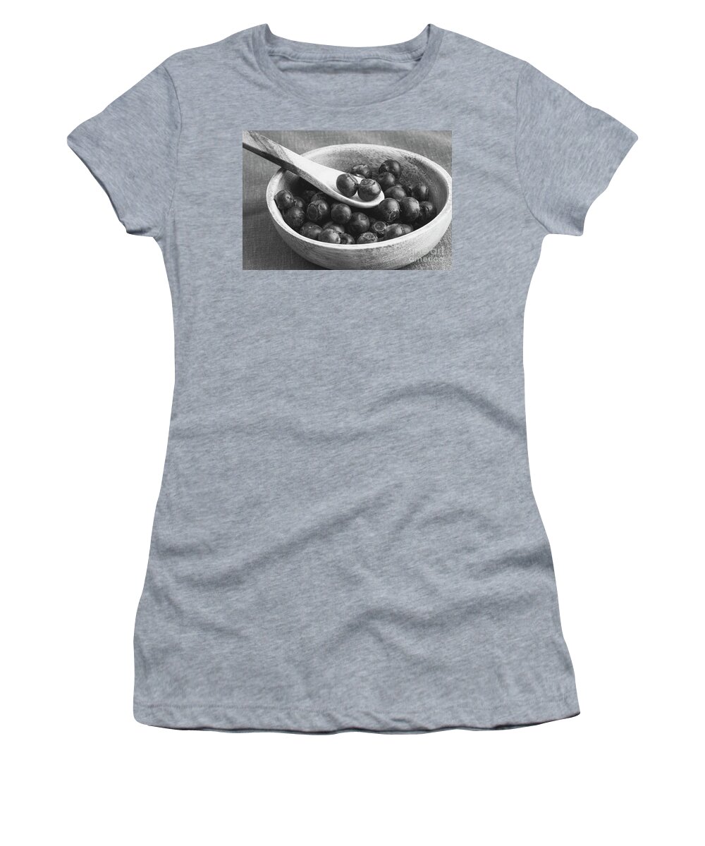 Blueberries Women's T-Shirt featuring the photograph Sweet Blueberries BW by Elisabeth Lucas