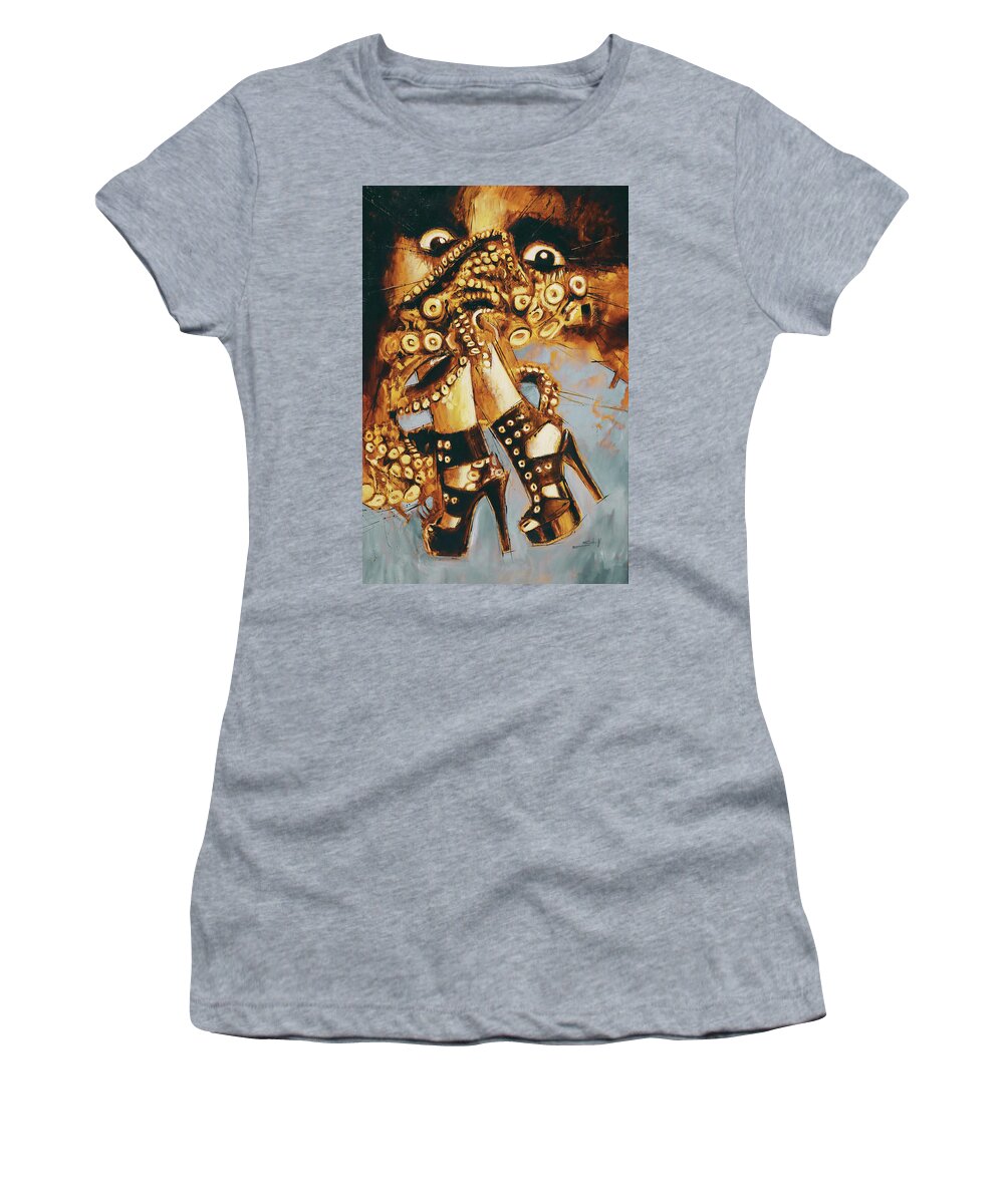 Tentacles Women's T-Shirt featuring the painting Sweet nightmare by Sv Bell