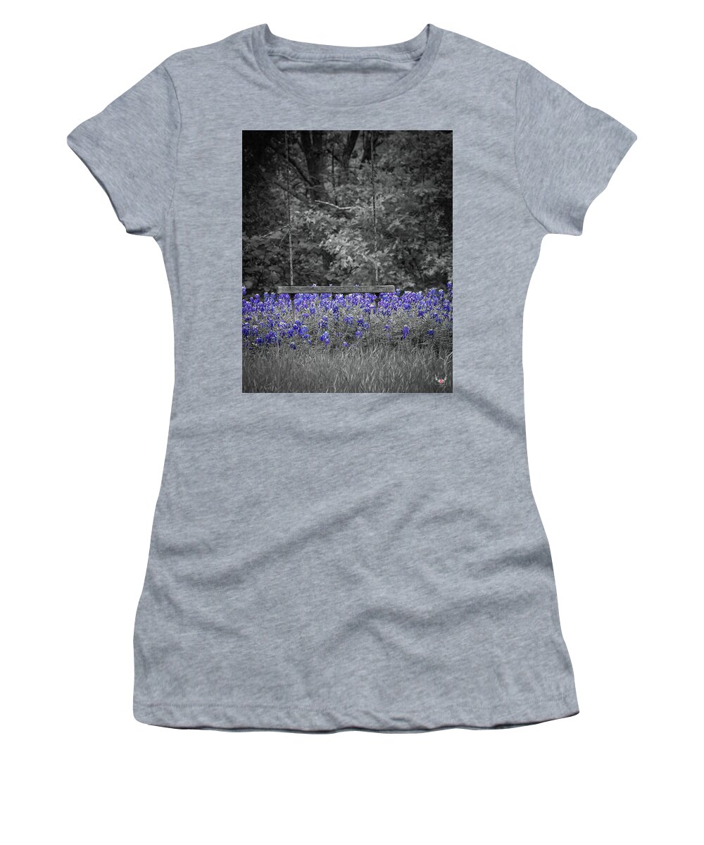 Texas Women's T-Shirt featuring the photograph Swinging in the Bluebonnets by Pam Rendall