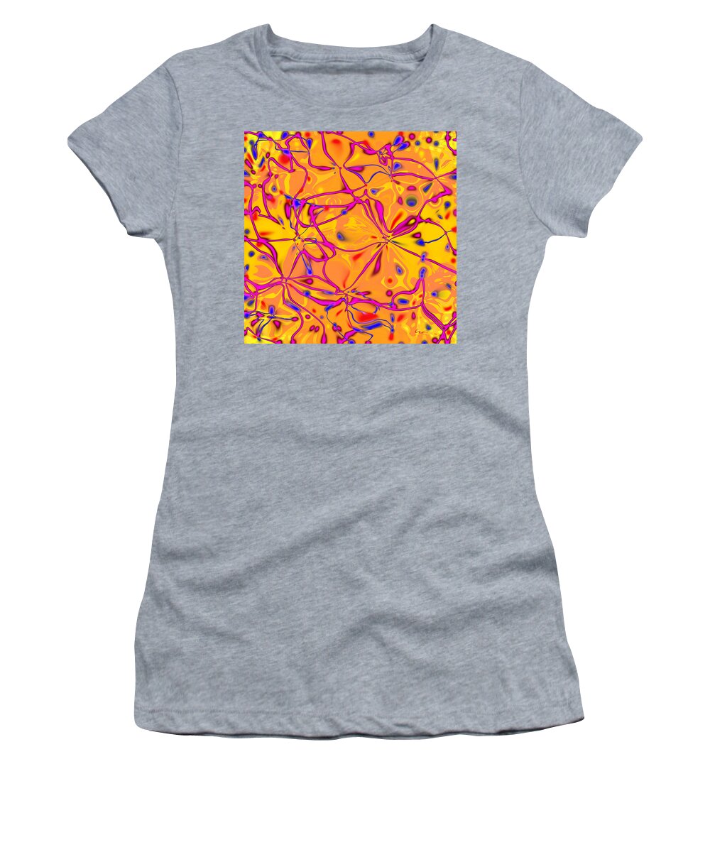 Synaptic Sunrise Women's T-Shirt featuring the mixed media Synaptic Sunrise by Carl Hunter