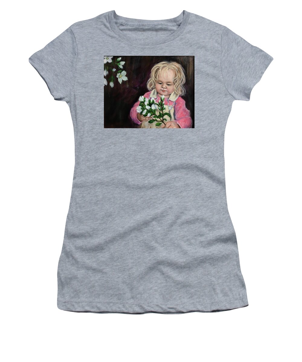 Syringa Flowers Women's T-Shirt featuring the painting Syringa Bouquet by Bonnie Peacher