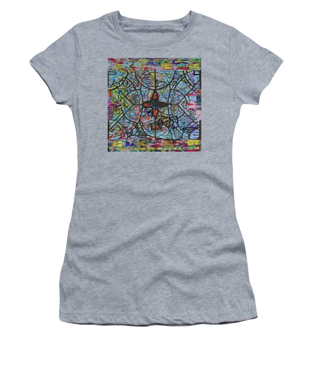 Depth Women's T-Shirt featuring the painting Stained Glass Abstract Graffiti by Tony Rubino