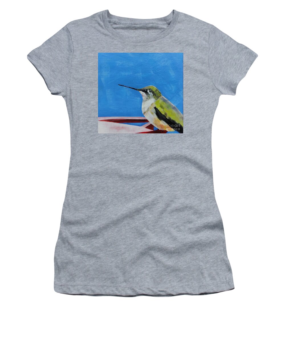 Hummingbird Women's T-Shirt featuring the painting Taking a Break by Lisa Dionne