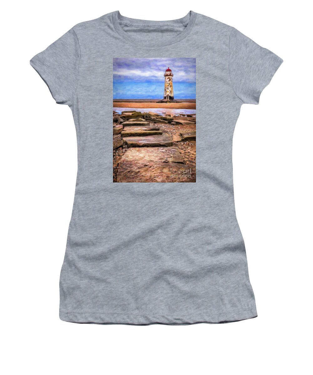 Talacre Women's T-Shirt featuring the photograph Talacre Lighthouse Art by Adrian Evans