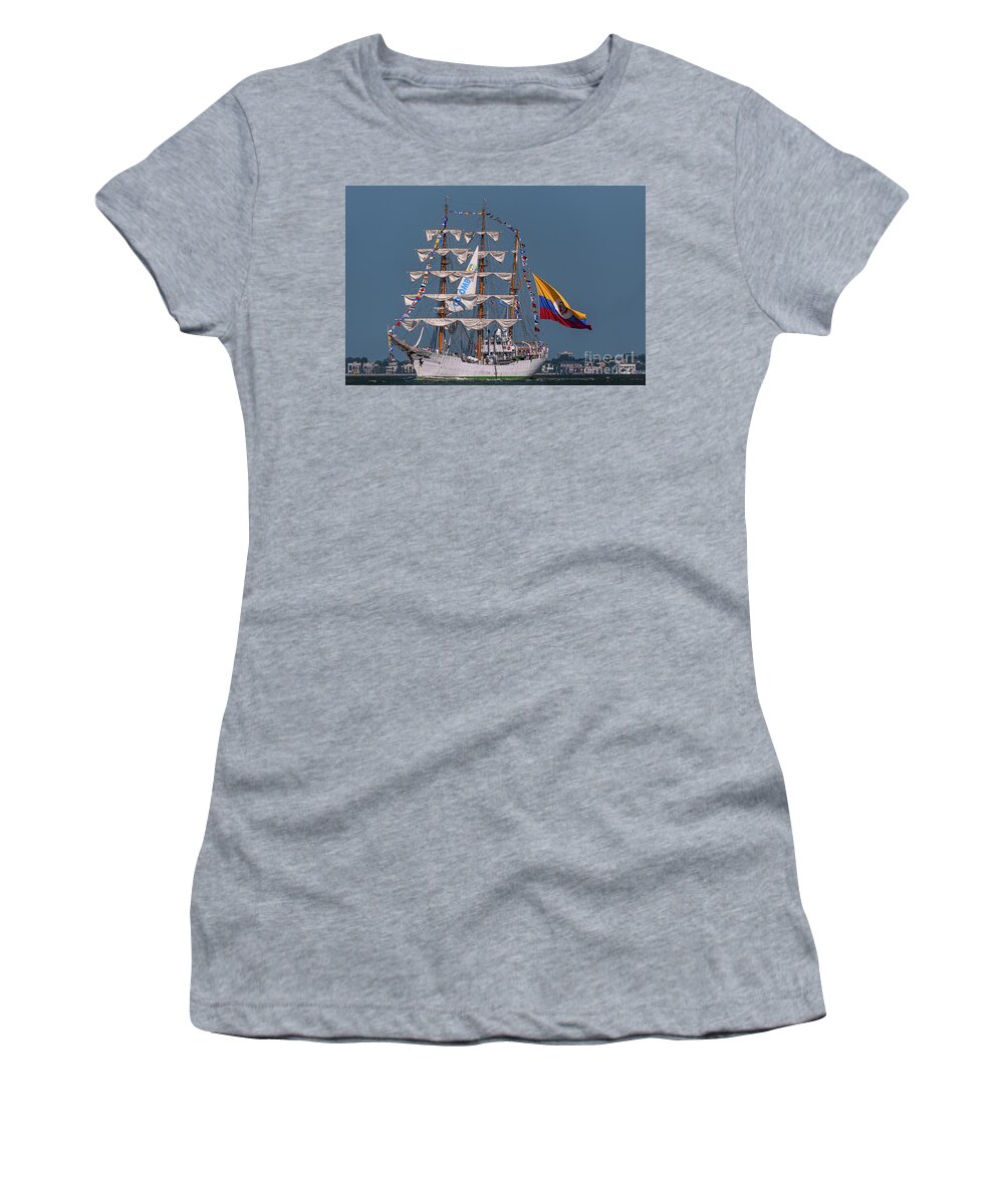 Tall Ship Women's T-Shirt featuring the photograph Tall Ship ARC Gloria - Charleston South Carolina by Dale Powell