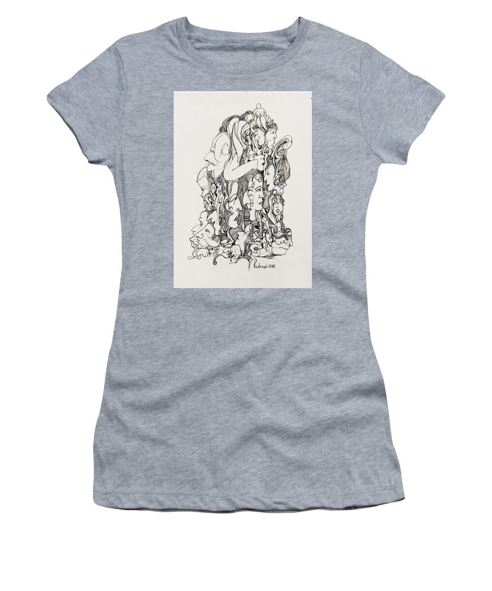  Women's T-Shirt featuring the painting Tangled by Padamvir Singh