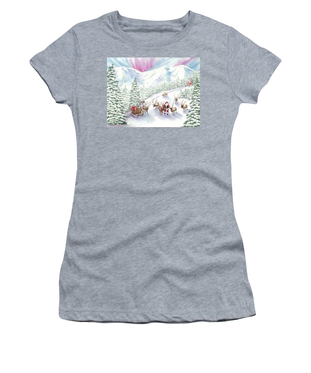 Reindeer Women's T-Shirt featuring the painting Team Meeting by Lori Taylor