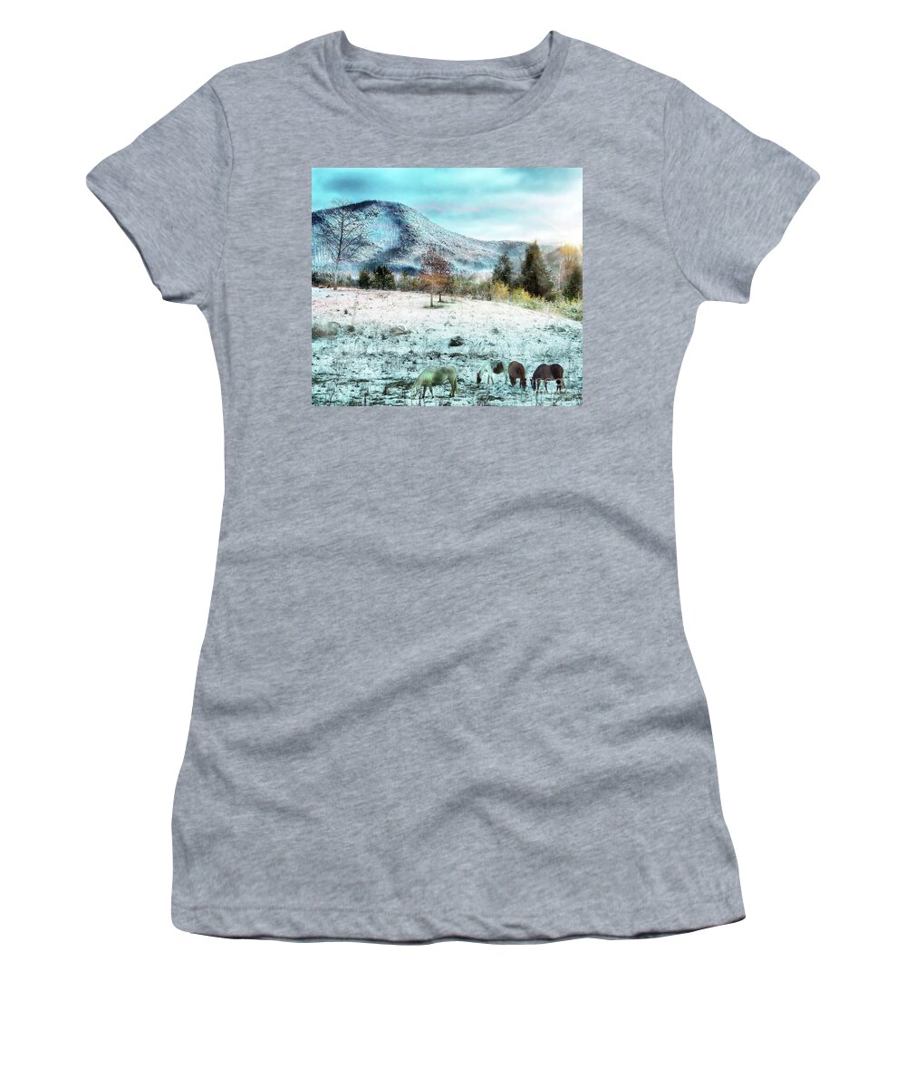 Horses Women's T-Shirt featuring the photograph Tennesee Meeting by Rick Lipscomb