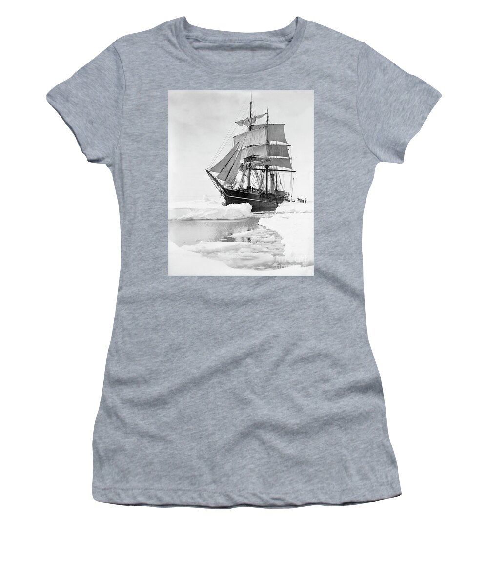 1900s Women's T-Shirt featuring the photograph Terra Nova in Antarctic pack ice, 1910 by Scott Polar Research Institute