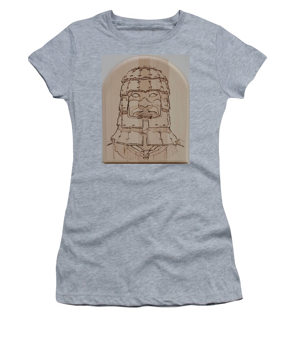 Pyrography Women's T-Shirt featuring the pyrography Terracotta Warrior - Unearthed by Sean Connolly