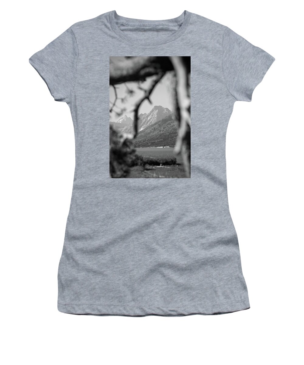 Mountain Women's T-Shirt featuring the photograph Teton in the Black and White by Go and Flow Photos