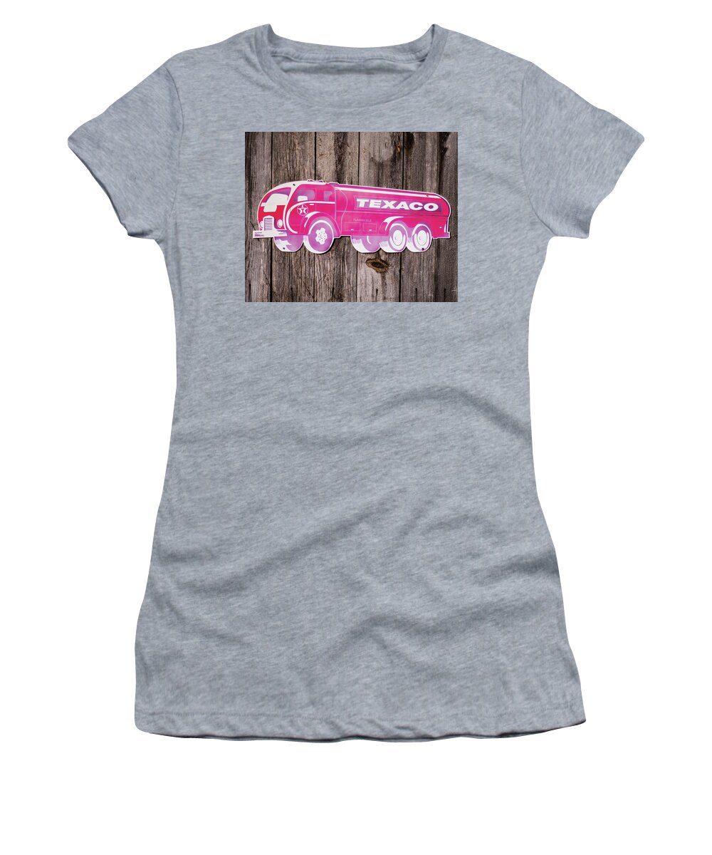 Texaco Women's T-Shirt featuring the photograph Texaco Gas truck sign by Flees Photos