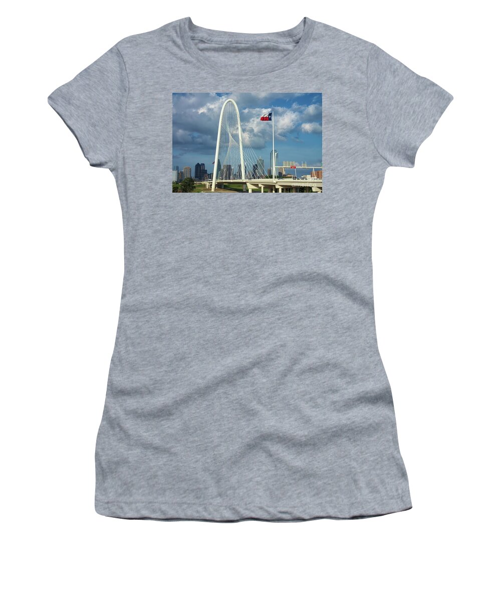 Cityscape Women's T-Shirt featuring the photograph Texas Flag on a Windy Day by Diana Mary Sharpton