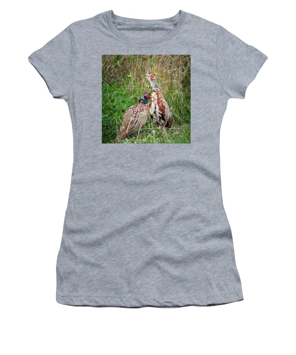 Finland Women's T-Shirt featuring the photograph That one is always so loud. Common pheasant by Jouko Lehto